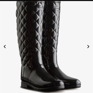 Women’s Original Hunter refined quilted rain boots BLACK